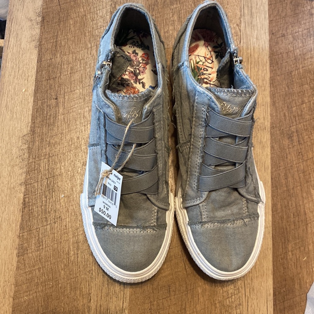 (Size 9)-Blowfish grey wedged sneakers.